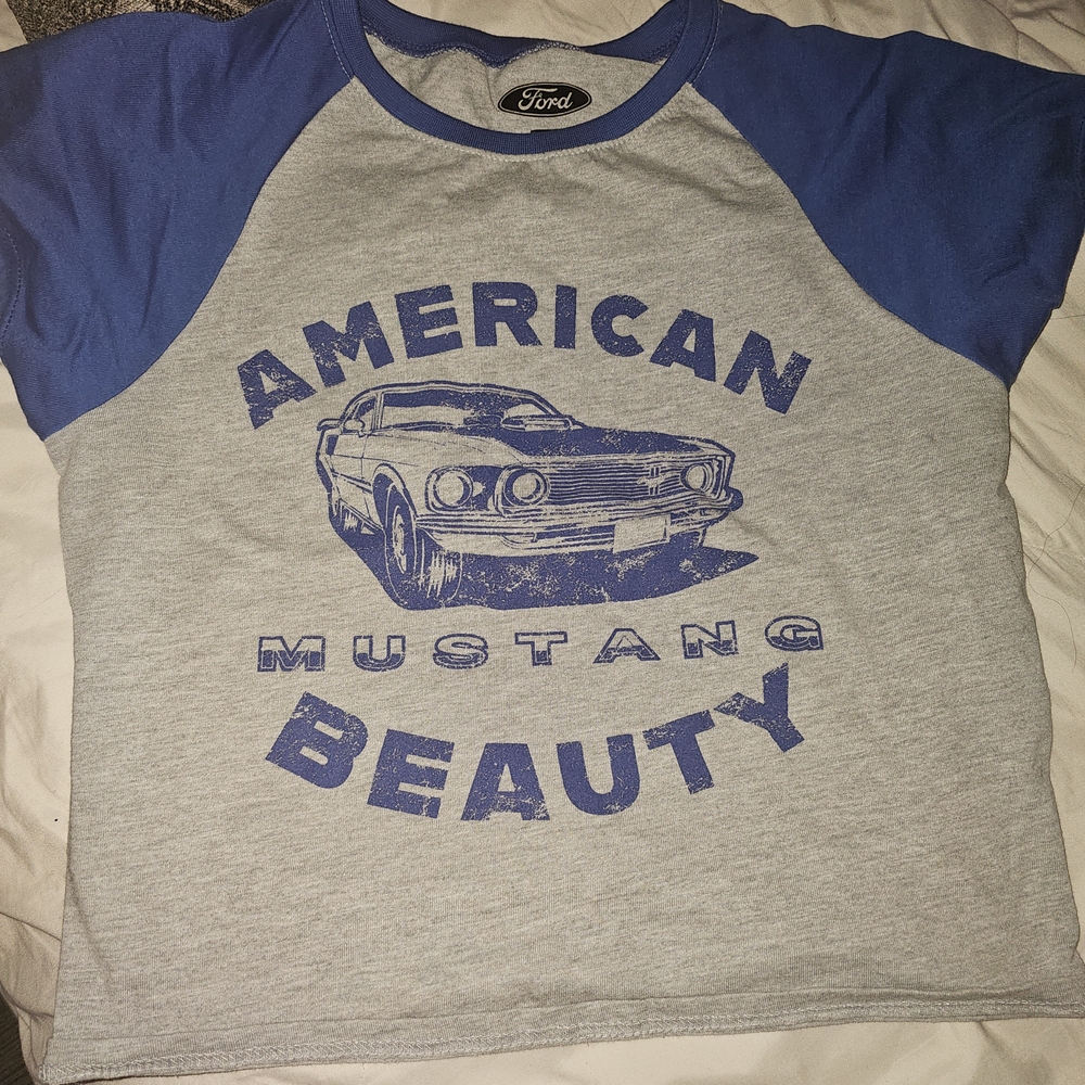 Ford American Mustang Beauty Blue and Gray Tee